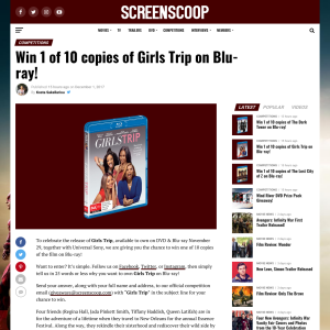 Win 1 of 10 copies of Girls Trip on Blu-ray