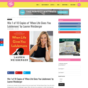 Win 1 of 10 Copies of ‘When Life Gives You Lululemons’ by Lauren Weisberger