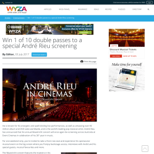 Win 1 of 10 double passes to see Andre Rieu's Maastricht concert