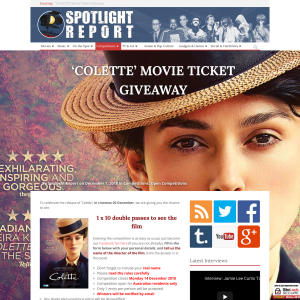 Win 1 of 10 double passes to see Colette