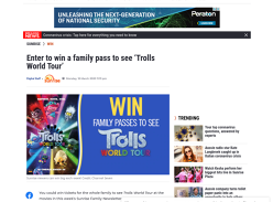 Win 1 of 10 family passes to see Trolls World Tour!