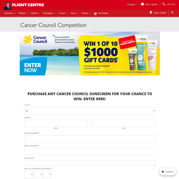 Win 1 of 10 Flight Centre Gift Cards