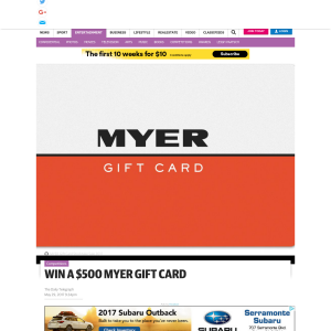 Win 1 of 12 $500 MYER gift cards! (NSW, QLD, VIC & SA Residents ONLY)