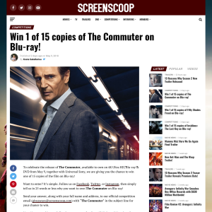 Win 1 of 15 copies of The Commuter on Blu-ray