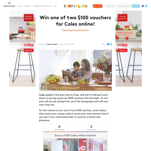 Win 1 of 2 $100 vouchers for Coles online!
