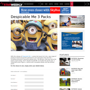 Win 1 of 2 Despicable Me 3 Prize Packs