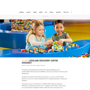 Win 1 of 2 family passes to Legoland Discovery Centre Melbourne