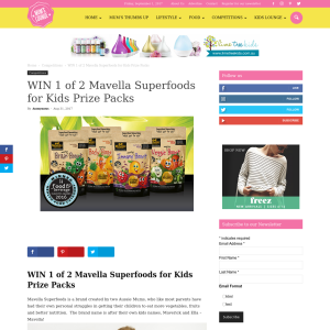 Win 1 of 2 Mavella Superfoods for Kids Prize Packs