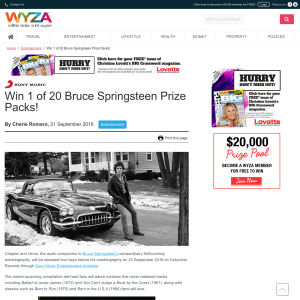 Win 1 of 20 Bruce Springsteen Prize Packs 