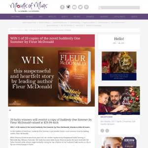 Win 1 of 20 copies of the novel Suddenly One Summer by Fleur McDonald