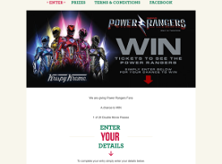 Win 1 of 20 double movie passes to see the new 'Power Rangers' movie! (SA Residents ONLY)
