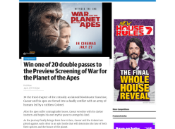 Win 1 of 20 double passes to the Preview Screening of War for the Planet of the Apes