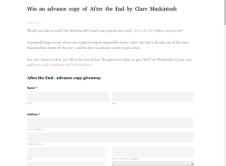 Win 1 of 25 Advanced copies of after The End by Clare Mackintosh