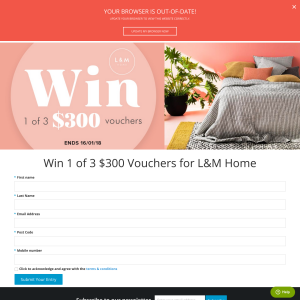 Win 1 of 3 $300 L&M Home Online Vouchers