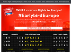 Win 1 of 3 early bird Europe flights to Flight Centre's top 3 Europe destinations!