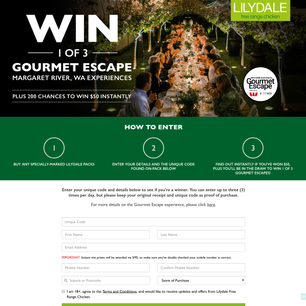 Win 1 of 3 Gourmet Escapes & More