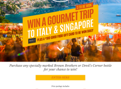 Win 1 of 3 gourmet trips to Italy & Singapore + $100 'Good Food' gift cards to be won daily! (Purchase Required)
