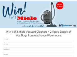 Win 1 of 3 Miele Vacuum Cleaners + 2 Years Supply of Vac Bags