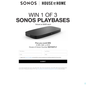 Win 1 of 3 SONOS Playbases!