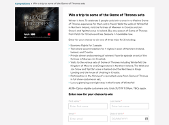 Win 1 of 3 trips to some of the Game of Thrones sets!