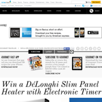 Win 1 of 4 DeLonghi Slim Panel Heaters with Electronic Timer!