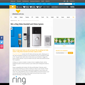 Win 1 of 4 'Ring' Video Doorbell & Chime Systems!