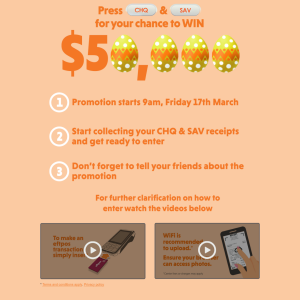 Win 1 of 5 $1,000 eftpos gift cards OR 1 of 450 daily $100 eftpos gift cards! (Purchase Required)