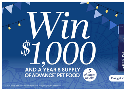 Win 1 of 5 $1k Vouchers & a Year's Supply of Advance Pet Food