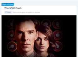 Win 1 of 5 $500 cash prizes & a copy of 'The Imitation Game' on DVD!