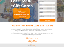 Win 1 of 5 $500 'Happy Stays Happy Days' eGift Cards