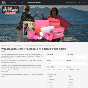 Win 1 of 5 'Absolutely Fabulous: The Movie' prize packs!
