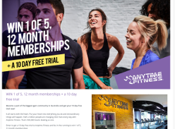 Win 1 of 5 'Anytime Fitness' 12-month memberships!