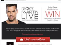Win 1 of 5 double passes to see Ricky Martin live in concert!