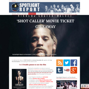 Win 1 of 5 Double passes to see Shot Caller