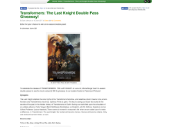 Win 1 of 5 double passes to Transformers: The Last Knight