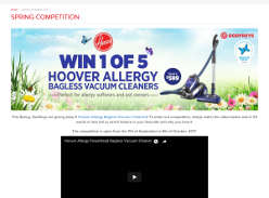 Win 1 of 5 Hoover bagless vacuums