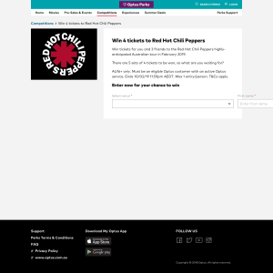 Win 1 of 5 Sets of Four Tickets to the Red Hot Chili Peppers Concert Win 1 of 5 Sets of Four Tickets to the Red Hot Chili Peppers Concert