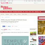 Win 1 of 5 'Temple & Webster' $5,000 home furnishing shopping sprees!