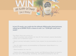 Win 1 of 56 $100 EFTPOS Gift Cards +/- a Whitsunday Island Getaway for 2