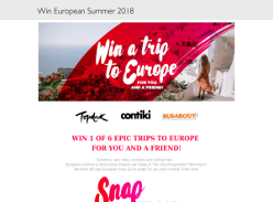 Win 1 of 6 trips for two to Europe with Topdeck, Contiki or Busabout