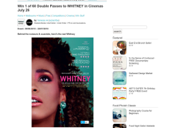 Win 1 of 60 Double Passes to Whitney