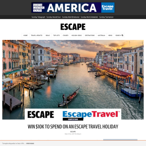 Win $10K to spend on an 'ESCAPE TRAVEL' holiday!
