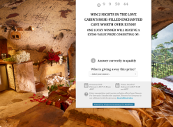 Win 2 nights in the Love Cabin's rose-filled enchanted cave worth $3,500!