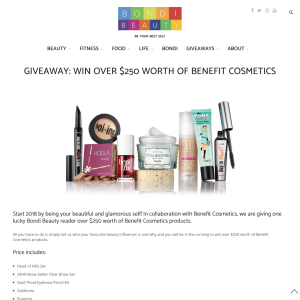 Win $250 worth of Benefit cosmetics