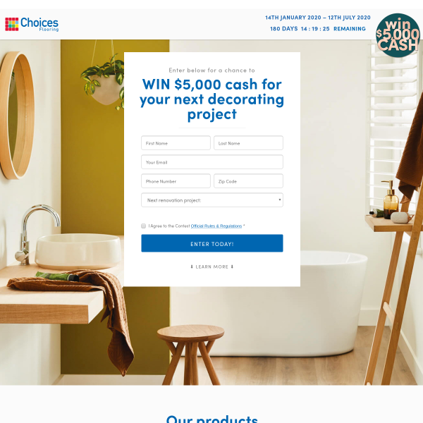 Win $5,000 cash for your next decorating project!