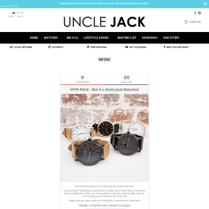 Win 5 unisex watches from 'UNCLE JACK'!