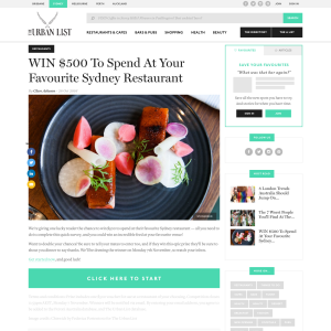 Win $500 to spend at your favourite Sydney restaurant!