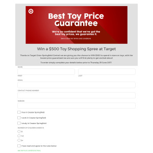 Win $500 toy shopping spree at Orion Springfield Target