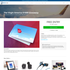 Win a $1,000 'Virgin America' gift voucher!
