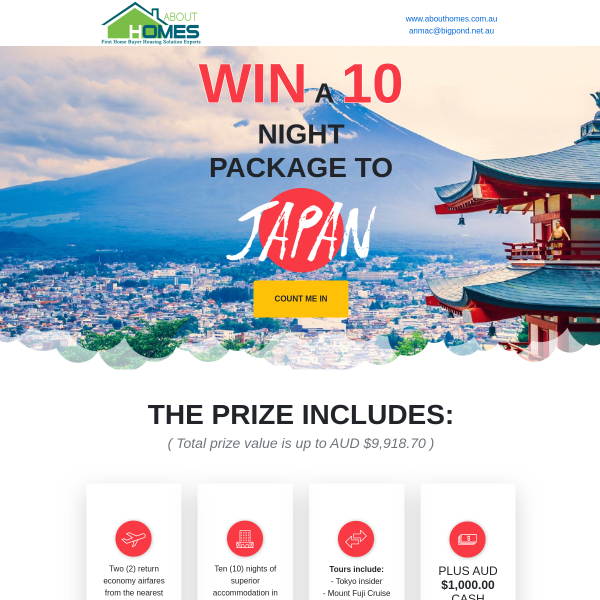 Win a 10-night trip in Japan + $1,000 spending money!